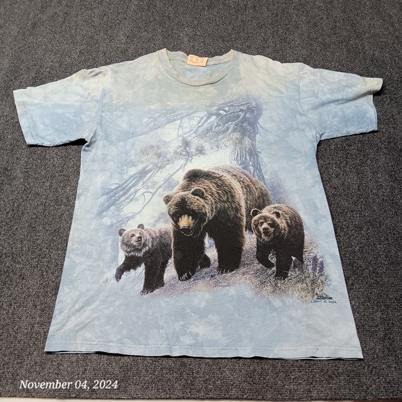 The Mountain Other - Vintage The Mountain Shirt Adult Medium Blue Grizzly Bears Cubs Robert Apple